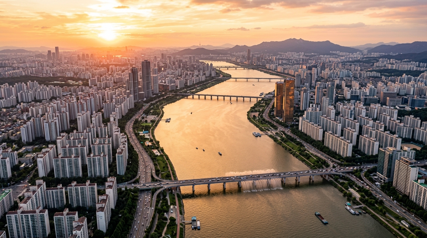 2026년 부동산 전망: 금리 동결·입주 물량 급감이 아파트 시세에 미치는 영향 2 2026년 서울 아파트 시장 전망 - 한강변 아파트 단지 전경